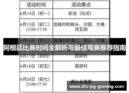 阿根廷比赛时间全解析与最佳观赛推荐指南